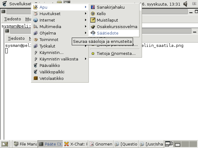 Säätilanäytön lisäys paneeliin
